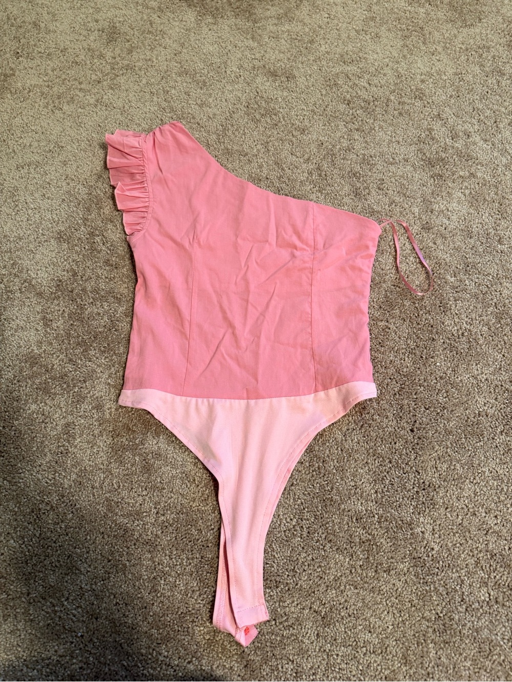 Fanco Gabrielle One-Shoulder Bodysuit in Soft Pink